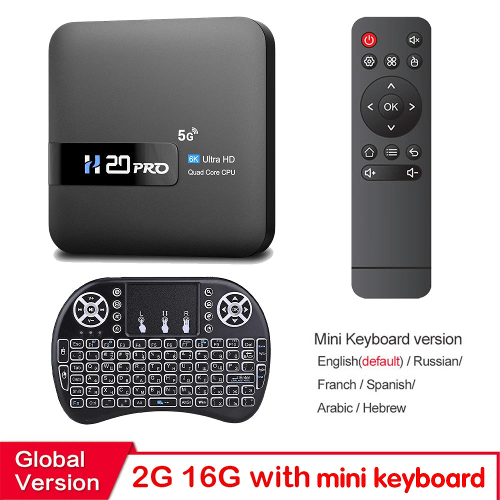 H20PRO Smart Android TV Box Android 10.0 16GB 2.4&5G WIFI 4K Media Player TV Box Android Play Store Very Fast 1080P Set Top Box