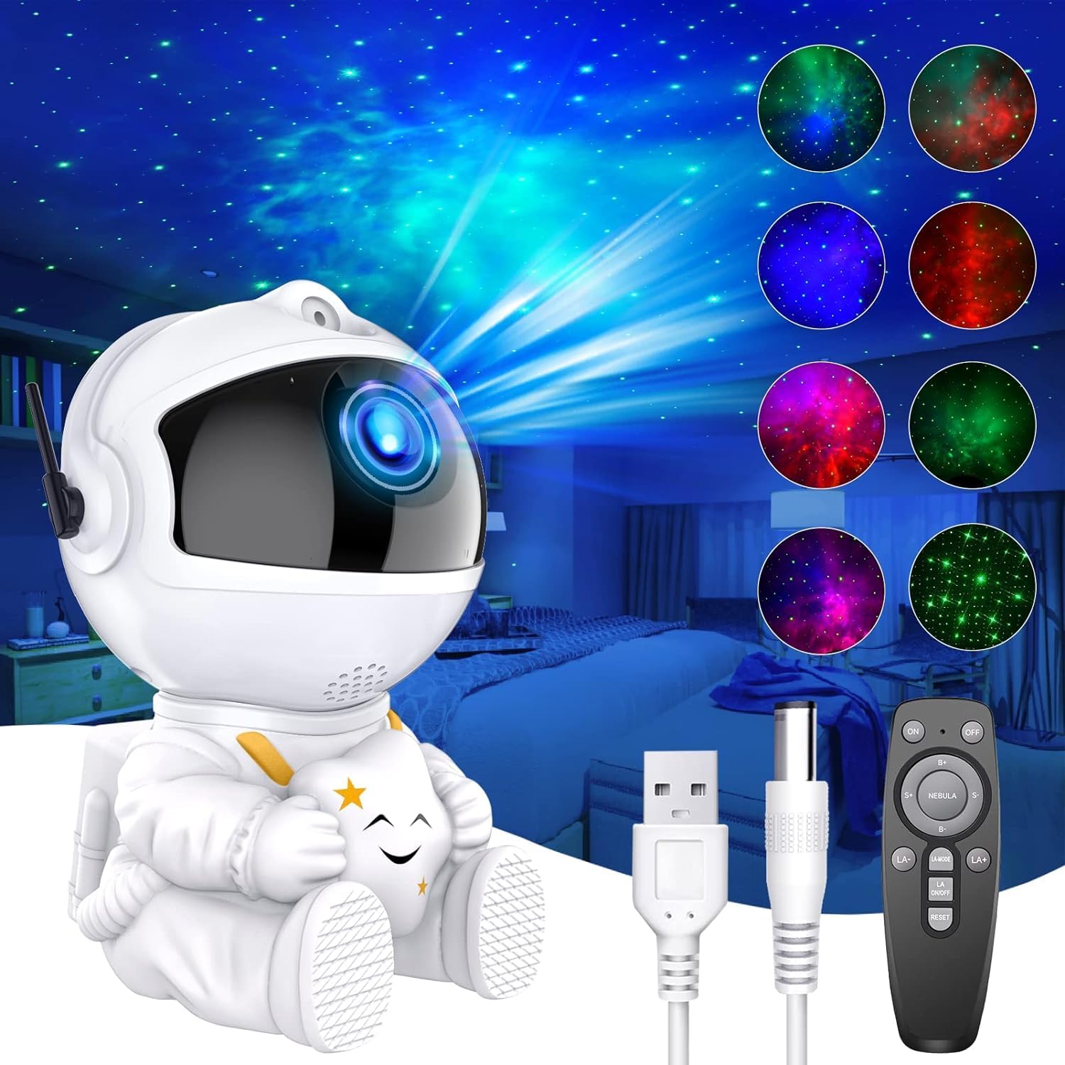 Astronaut Galaxy Sky Projector with 8 Nebula Modes 2 Star Modes, Remote Control 360° Rotation Adjustable Brightness Speed for Bedroom Ceiling Children Adults - magcubicvision.com