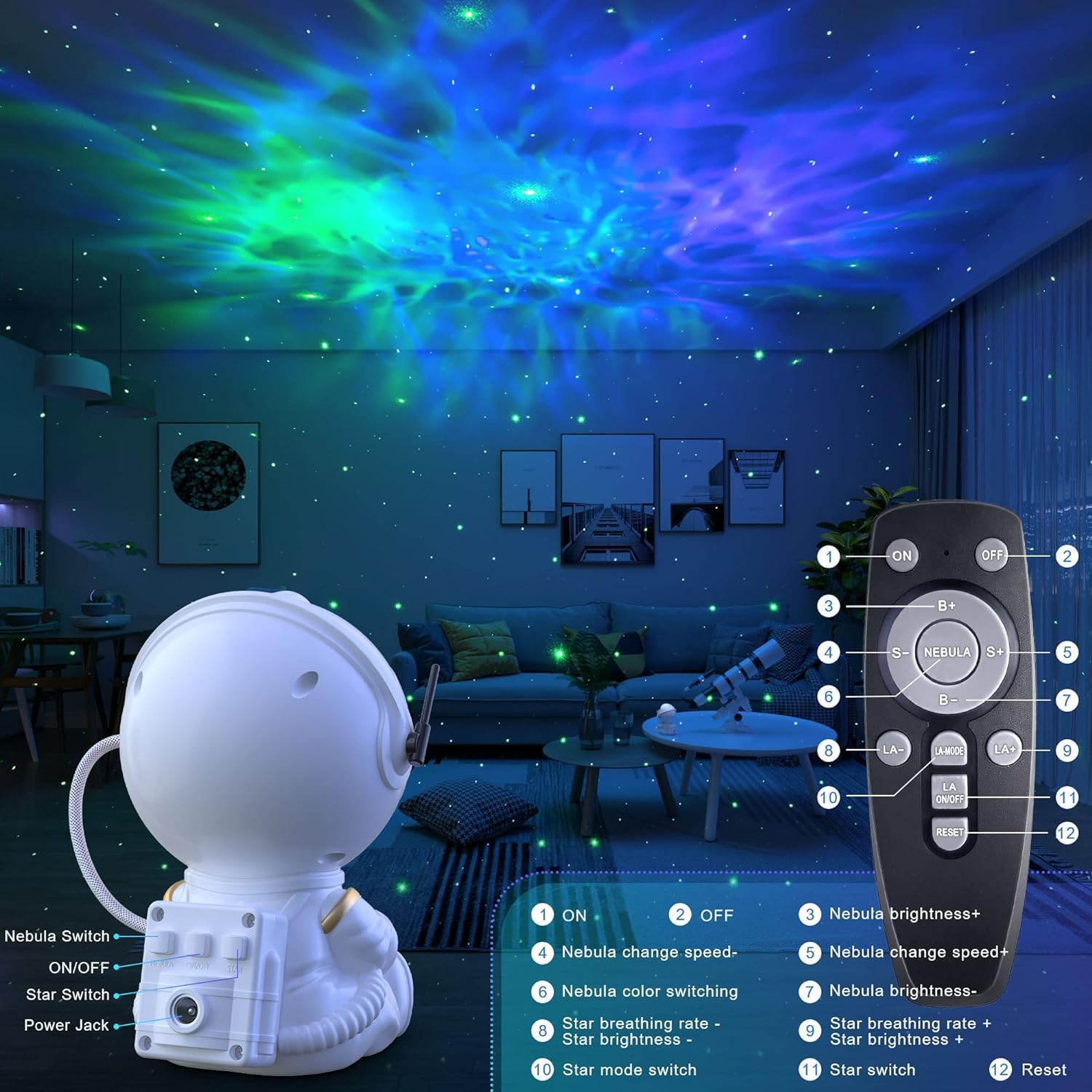 Astronaut Galaxy Sky Projector with 8 Nebula Modes 2 Star Modes, Remote Control 360° Rotation Adjustable Brightness Speed for Bedroom Ceiling Children Adults - magcubicvision.com