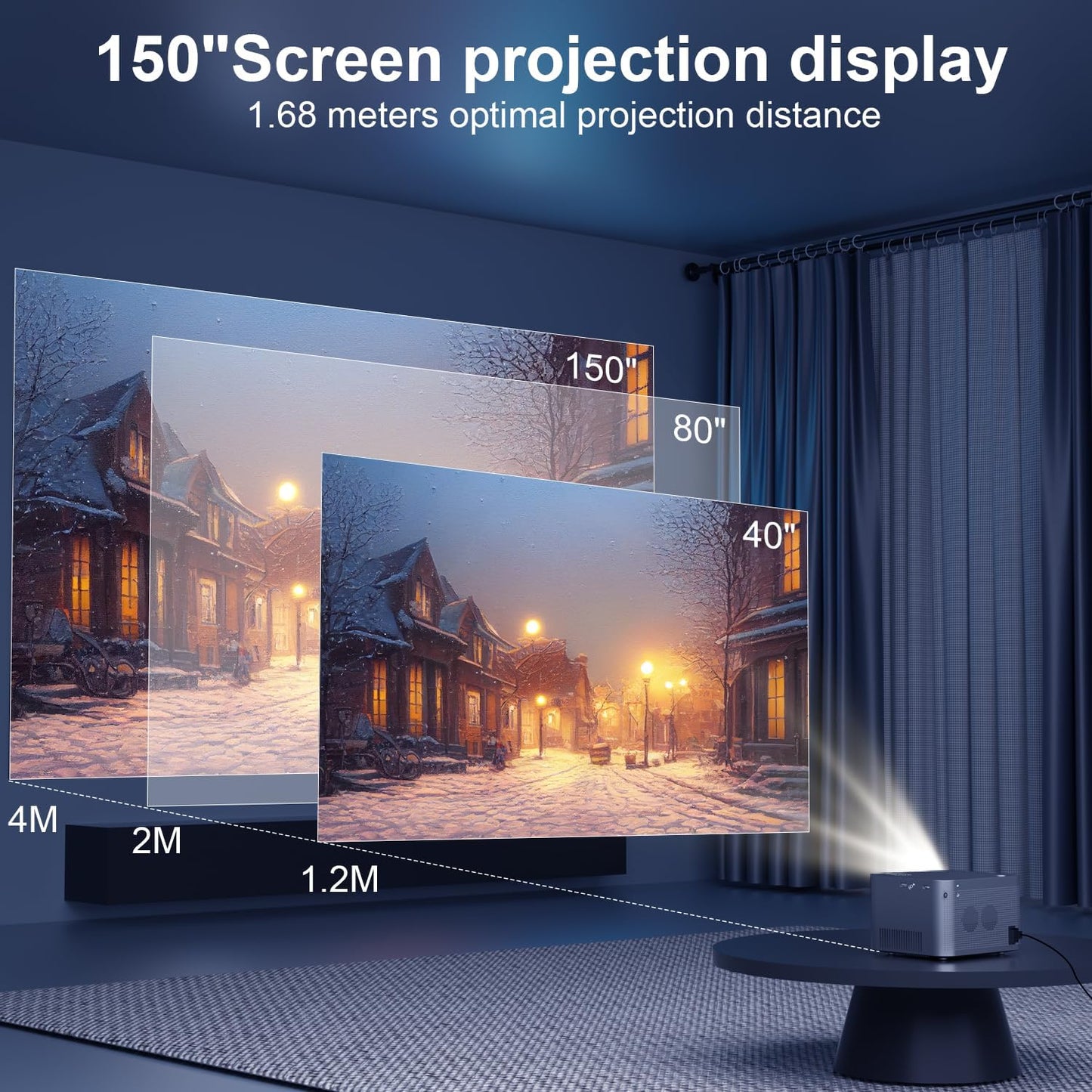 HY350 Keystone Correction Mini Projector, 4K 1080P Full HD Support 580 ANSI Smart Projector with WiFi6, BT 5.0, 150 Inch Screen, Portable Built-in Android OS 11.0 Home Theater Projector - MAGCUBIC