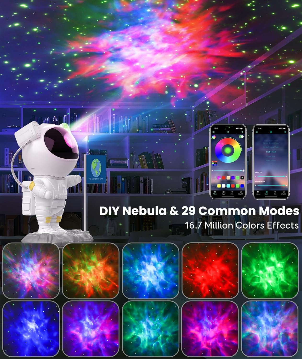 Bluetooth Speakers With Powerful Sound Astronaut Shape Galaxy Star Projector Light Christmas Birthday Gift for Men Women Friend magcubicvision.com