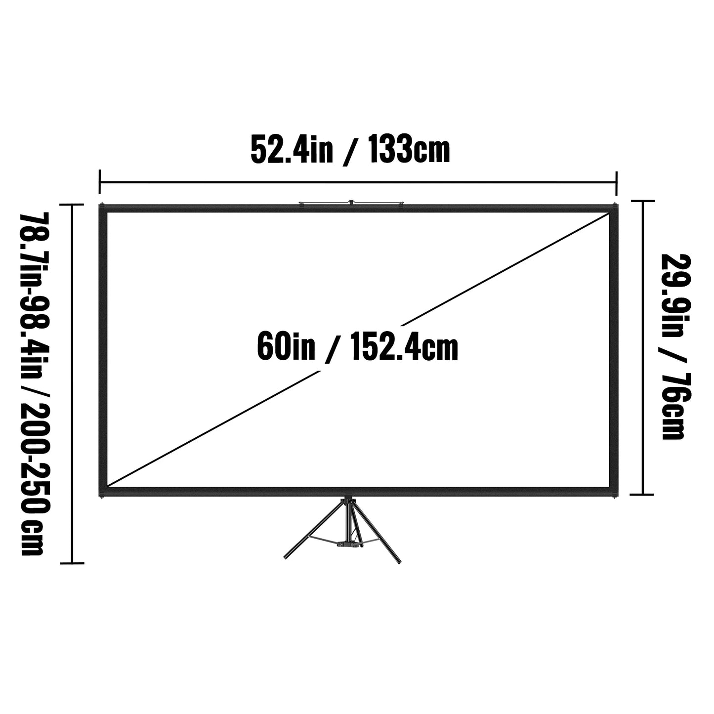 Tripod Projector Screen W/ Stand 16:9 4K HD Portable Home Cinema for Indoor & Outdoor Projection