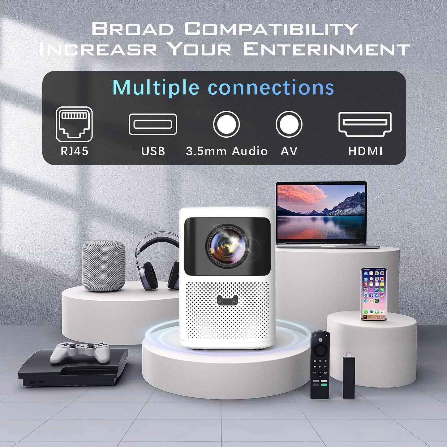 Magcubic P2 1080P Projector Android 4K Decoding 1000ANSI Auto Focus Intelligent Screen Alignment WiFi 6 Bluetooth Video Home Projector