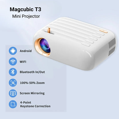 T3 Mini Projector 5500Lumens 1920*1080P LED WiFi Projector Video Movie Beamer for Home Theater Projectors - MAGCUBIC PROJECTORS