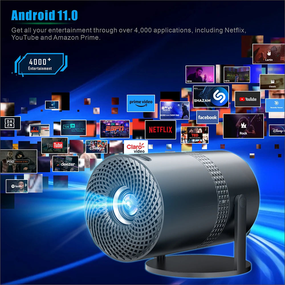 P300 Mini Projector 4K Android11 WiFi 180° Rotatable Smart TV 720P Cinema Portable Outdoor Compatible with SAMSUNG XiaoMi Iphone Proyector for 1080P 8K Movie - Magcubic Projector