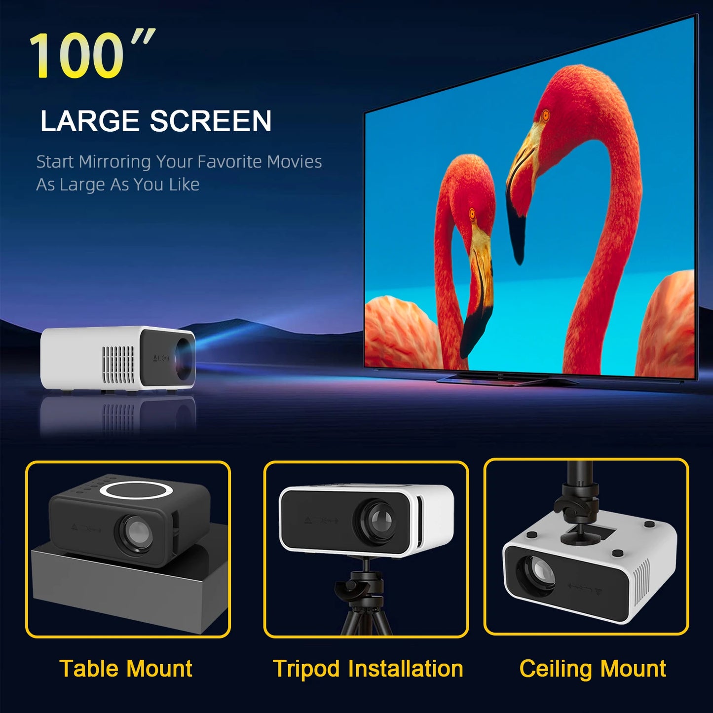 YT300 Mobile Video Projector Kids Home Support 1080P Theater Media Player Wired Wireless Same Screen Projector YT200 Upgrade- magcubicvision.com