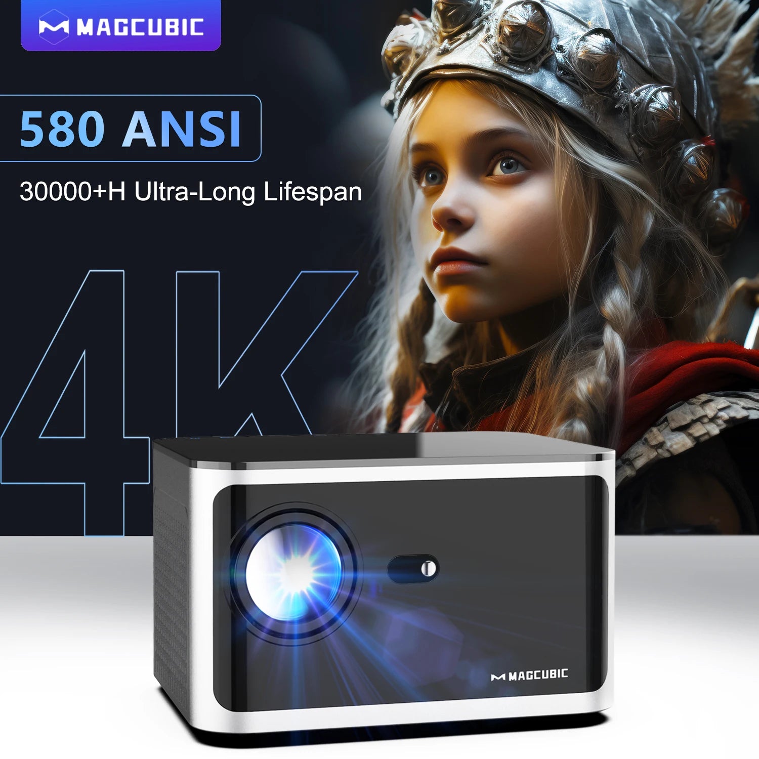 HY350+ Android 11 4K Smart Projector 580ANSI 1920*1080P Full HD Wifi6 BT5.0 Allwinner H713 Voice Control Home Cinema Theater - MAGCUBIC